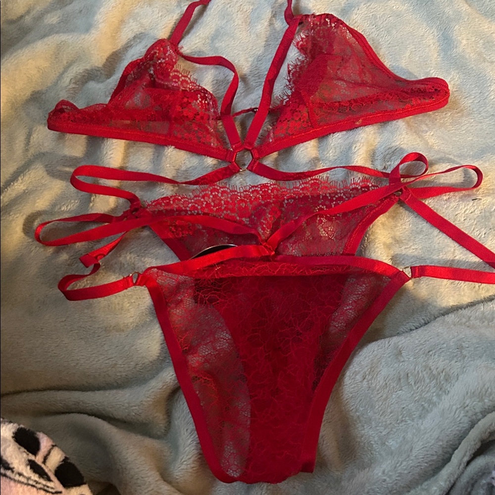 Elegant Red Lace Lingerie